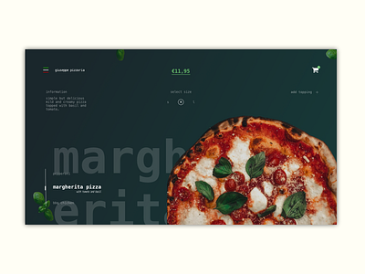 Pizza Margherita Webdesign branding clean design food minimal typography ui ux web website