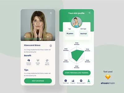 Face Yoga IOS app app design application clean creative design illustration ios app ios app design mobile app mobile app design mobile ui profile design typography ui uidesign ux yoga yoga app