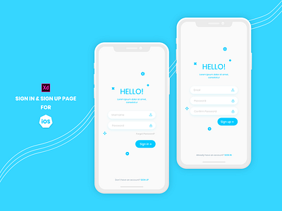 Sign In Sign Up page for iOS adobe xd adobe xd templates ios app ios app design mobile app ui ui design