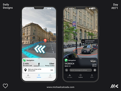 Daily Designs in Quarantine #071 apple augmented reality ios ios 14 ios 15 ios ar ios augmented reality ios redesign iphone iphone 12 pro iphone concept mixed reality ride share uber vr