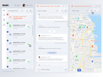 Dream dashboard alert chat dashboad dashboard ui design emergency help help center helping list maps messages neumorphism skeumorphism ui ui ux user userlist ux webapp