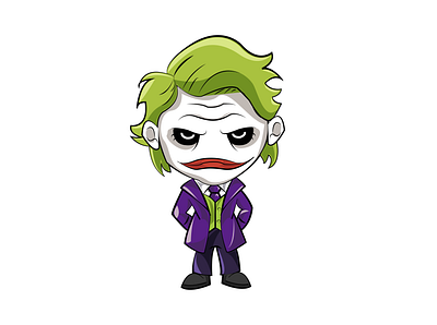 Joker Chibi Illustration adobe illustrator batman chibi dark knight dark knight rises design heath ledger illustration joaquin phoenix joker joker movie serious sticker superhero vector villain