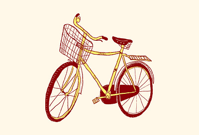 bicycle bicycle bike drawing ink inktober red tattoo yellow