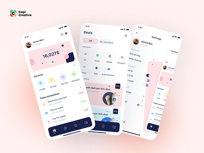 MeFi - E-wallet App UI Kit app app design balance capi card creative design ewallet figma finance illustration mobile money ui ui kit ux