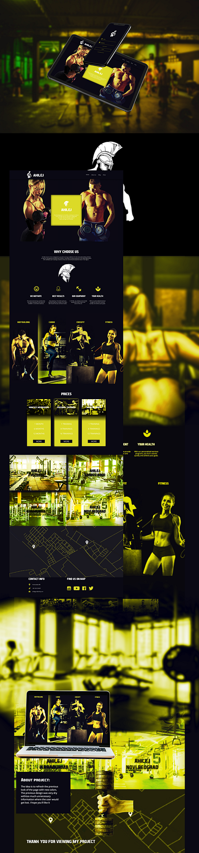 Ahilej Gym Redesign branding design gym landingpage promo serbia ui ux web web design website