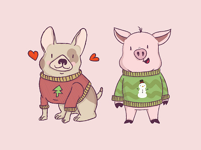 sweater christmas cute dog funny heart pig pink pug puppy snowman sweater tree ugly xmas