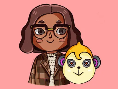 Destiny's Icon acnh animal crossing animal crossing new horizons art chibi commission cute drawing girl illustration kawaii monkey procreate