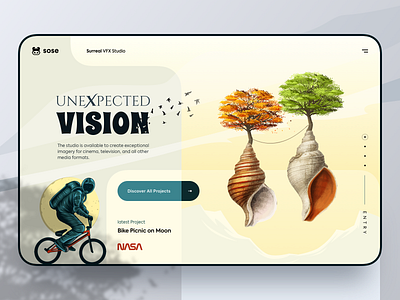 Surreal VFX Studio - Website HERO Section birds hero banner hero image hero section illustration nasa orizon project projects tree ui uidesign uiux ux vision web web design website