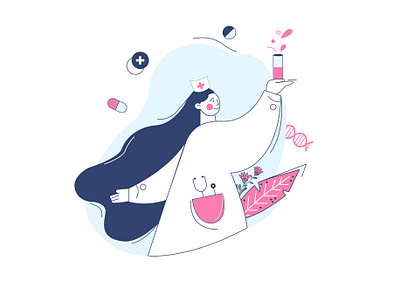 Doctor girl ai character corona virus covid19 design design art flat girl illustration vector
