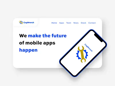 CogWrench - Software development company branding flat icon minimal negative space neumorphism typography ui vector web website website design