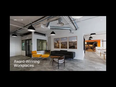 ORU Office Spaces animation clean grid header interior interior design layout minimal typography web animation website whitespace