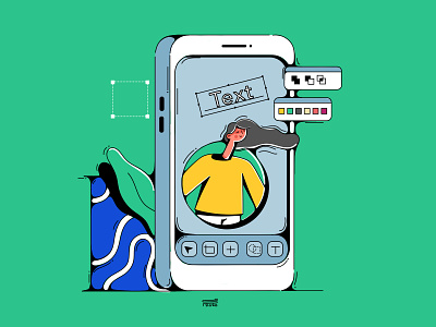 Easily edit your photo with your phone 2d 3d app branding character color editing flat illustration text ui ux vector web