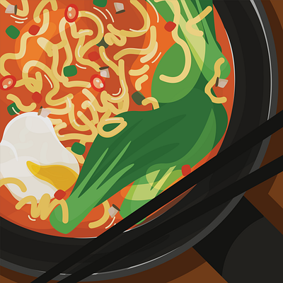 instant ramen asian food design design art designer flat flat design food food and drink food illustration ramen soup