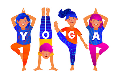 Yoga kids app bright character characterdesign clean color design flat illustration illustrator minimal vector website