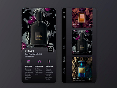 beauty&parfume store app application beauty dailyui dark app dark mode ecommerce ecommerce app ecommerce design ios makeup parfume shop shopping app uidesign uiux