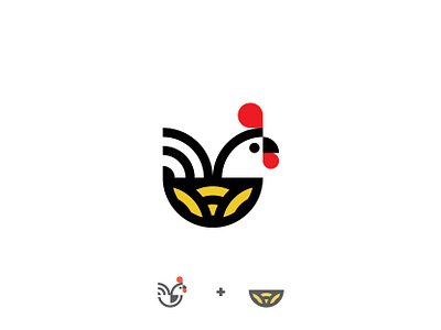 brooding hen animal birds brand brooding chicken eggs flat food hen illustraion illustrator logo mark minimal