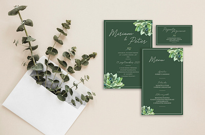 WEDDING INVITATION | Miriam & Peter cactus floral graphic design illustration invitation succulent typography watercolor wedding wedding card wedding invitation