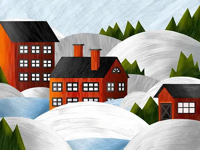 Sweden drawing farm illustration red sweden winter