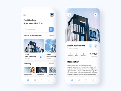 Apartment buy and sale app ui concept apartment app application buy design designer figma flat home house ios mobile mockup property real state rent sale ui uiux ux