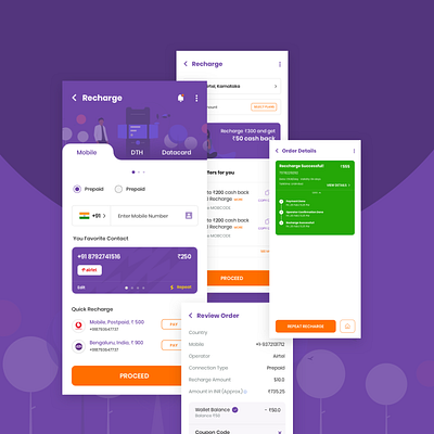 Mobile Recharge - UI/UX design illustration mobile app ui ux