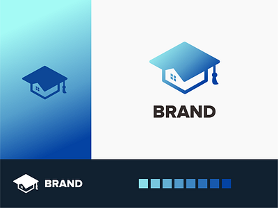 Real Estate School logo course education educational hat home house logo logo design minimal mortgage negative space real estate school school app school logo