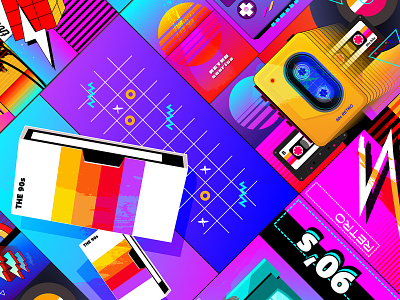 The 90's branding patterns 80s 90s 90s patterns branding colorful geometric gradient graphic design illustration landing page new wave retro seamless patterns synth wave ui vector vibrant colors vintage visual identity y2k