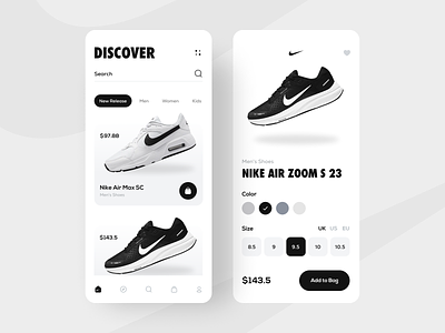 Shoes Nike Shoes - App Design app apps clean design minimal mobile mobile app mobile ui new ui nike nike air nike app product design shoes shoes store ui ui deisgn uiux uix ux