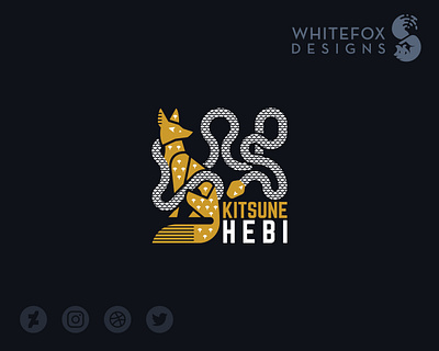 KitsuneHebi Logo branding design egyptian fox logo nature snake vector wild