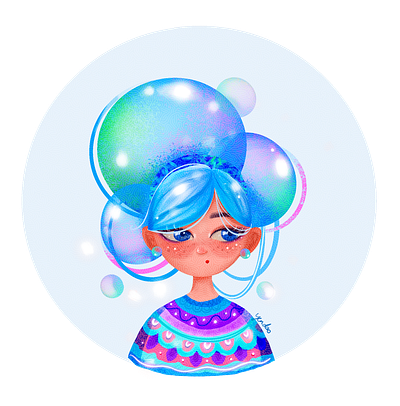 Bubble Girl bubble character colorful cute digital art girl illustration ipadpro procreate yendao