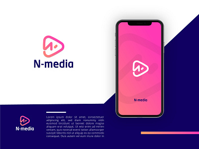 N media 02 brand branding branding concept clean design firstshot lettering logo logodesigner media modern music n letter n logo party player simple video