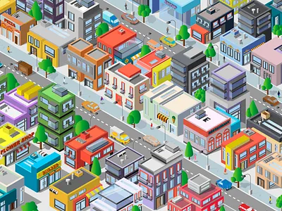isometric city branding design illustration illustrator isometric city logo typography vector web website