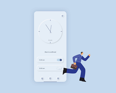 Clock Interface - UI Design alarm clock app challange clock concept dailyui design illustration minimal neumorphism ui ux