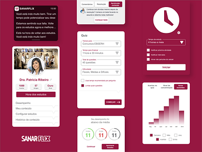 SanarFlix design filter flat graphics incentive medicine minimal notification performance personal study pomodoro profile questions quizz red results social study timer vector