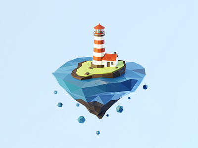 Day 85-87 Lighthouse Island 100daysof3d 100daysof3dbytx 3d blender blendercycles floating island lighthouse lowpoly the100dayproject