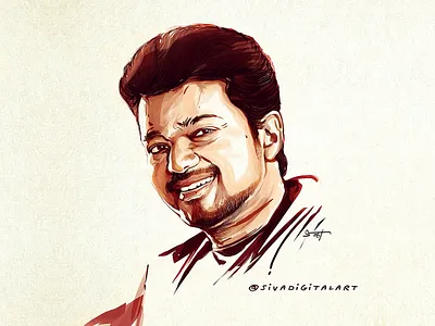 Happy Birthday Thalapathy Vijay Sir. art digital art drawing film hbdthalapathyvijay illustration india movie painting portrait sivadigitalart tamil thalapathy thalapathy vijay vijay