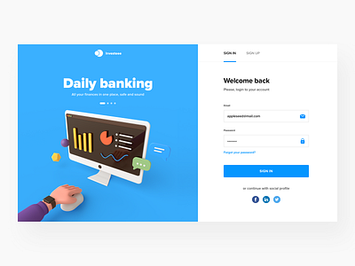 Sign In page authorization cinema4d design illustration sign in sign up sketch ui web