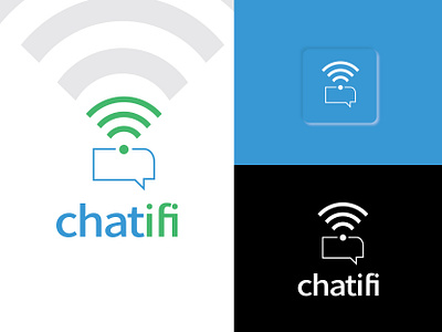 Chat + Wifi app icon design application blue blue and white chat chat app chatbot creative creative logo green logo logo design logotype minimal unique logo vector wifi wifi logo