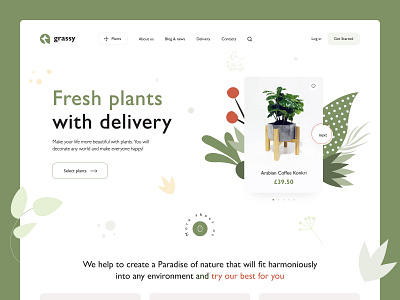 House plants shop delivery desktop ecommerce flowers interface landing page plants shop ui ux web website