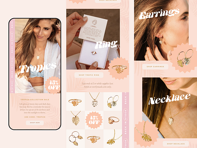 Tropical Jewelry Email Design EDM edm email email campaign email design email designs email marketing email template emails feminine jewelery klaviyo mailchimp marketing pink template tropic