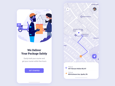 Daily UI #20 Location Tracker courier courierapp covid19 dailyui dailyuichallenge deliveryapp illustration interface mobileappdesign parcel product safedelivery sketchapp socialdistancing uidesign uiux user experience