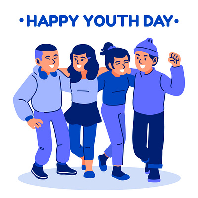 Hand Drawn Youth Day people hugging together character design characters design illustration peoples vector