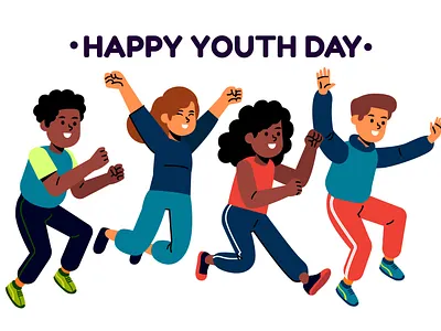 Hand Drawn Youth Day Jumping people character design characters design illustration peoples vector young people