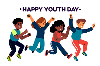 Hand Drawn Youth Day Jumping people character design characters design illustration peoples vector young people