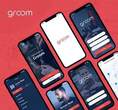 Groom App Mockup branding design logo mobile app design ui ux web