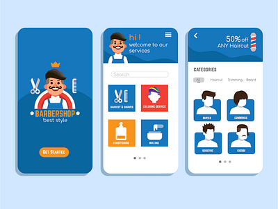 Barber shop booking app concept illustration design illustration peoples ui ui design ux