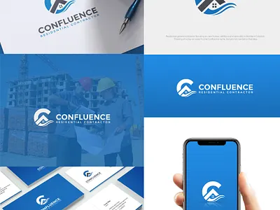 Confluence brand branding clean creative design flat illustration lettering logo real estate
