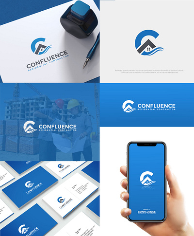 Confluence brand branding clean creative design flat illustration lettering logo real estate
