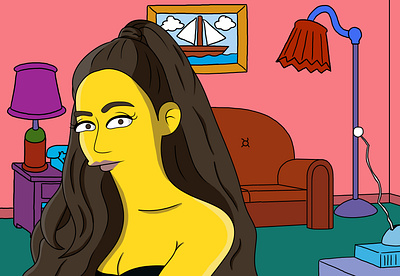 Ariana Grande for Yellow Cartoon Character ariana grande art artist character characterdesign illustration simpsons simpsonstyle yellowcartoon yellowcharacter