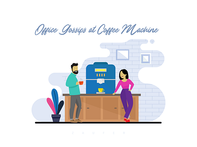 Gossip at Coffee Machine adobe illustrator branding coffee machine coffeeshop creative design design flat gossip illustration illustrator missing workplace ui ux vector work workfromhome workplace