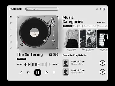 Music Player Landing Page album landing page live music music app ui kit music player music ui kit music web music web app player playlist podcast radio songs spotify streaming ui design ui kit web app web player